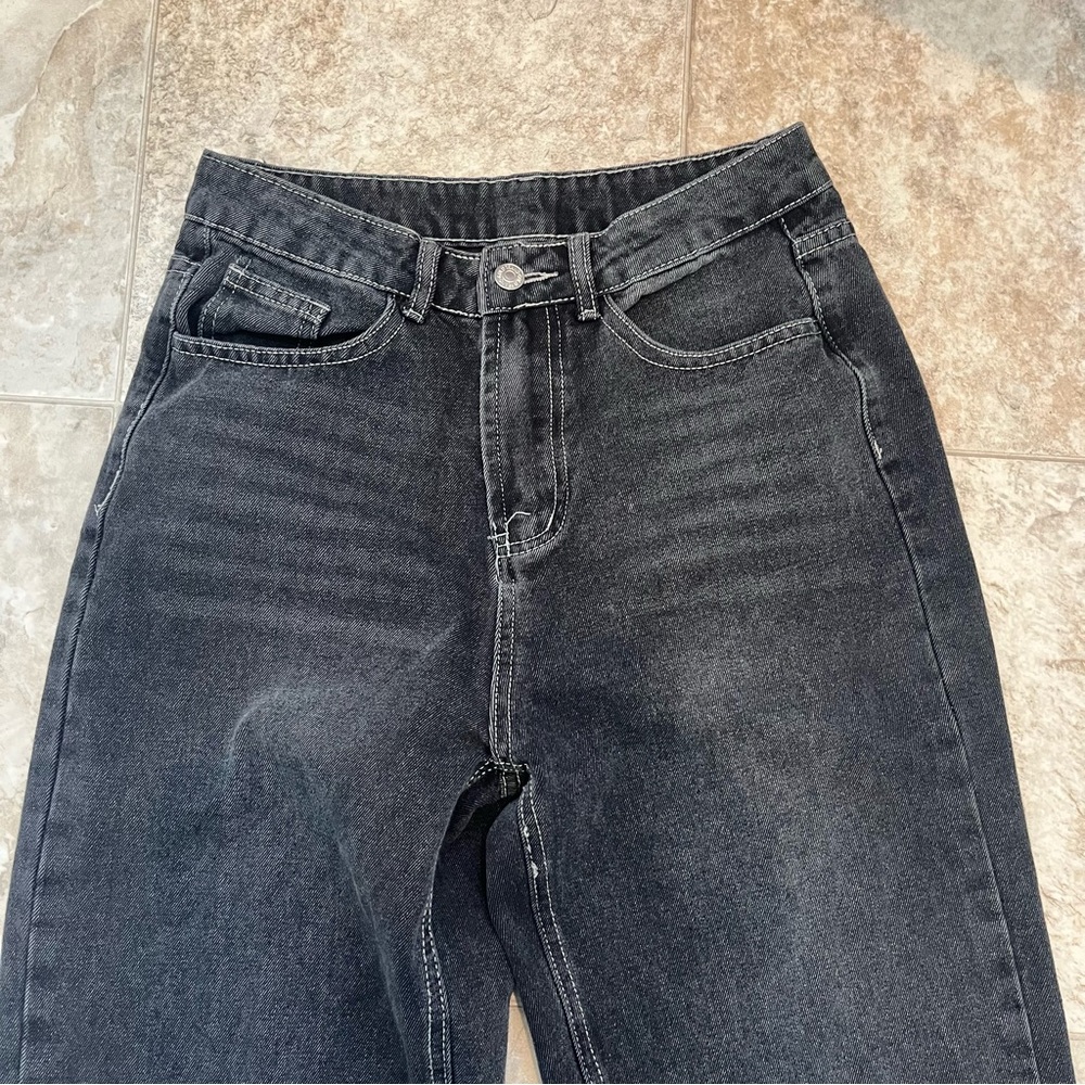 Black High Waisted Boyfriend Wide Leg‎ Jeans